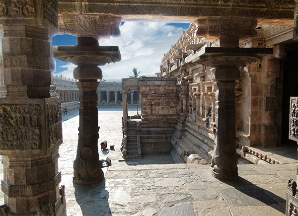 Royal Courtyard with intricately carved pillars