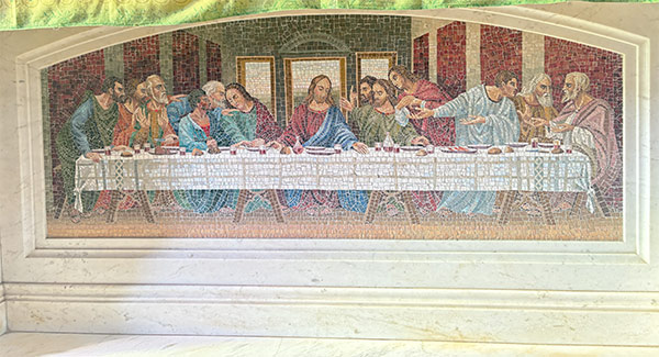 Last Supper Scene made of mosaic sourced from the original stones from Mount Calvary